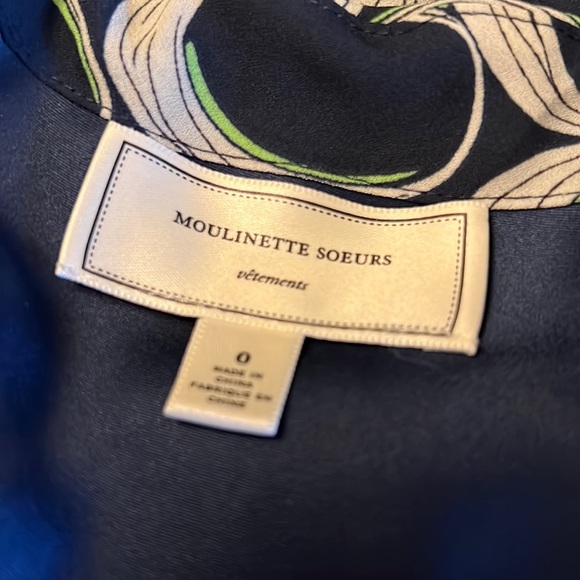 moulinette soeurs, Anthropologie, navy dress with tan ovals “Elipses” dress - Picture 3 of 11